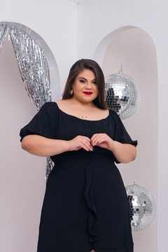 Vestido Midi Assimétrico Babado - 280847