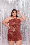 Vestido Em Paetê Tubinho Luxo Detalhe De Argola Tamara - 209847