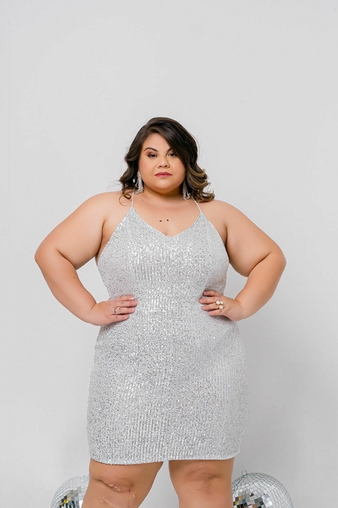 Vestido De Festa Paetê Premium Alças Vanessa - 216747