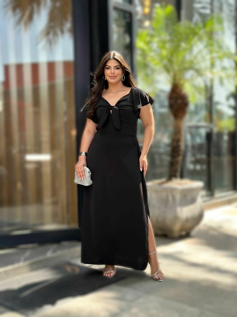 Vestido Longo Fendas Simples Elegante - 274872