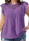 Blusa Manguinha Babado e Aplicação em Renda - 277880