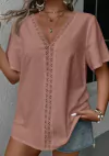 Camisa Casual Simples Elegante com Aplicação de Renda - 280080