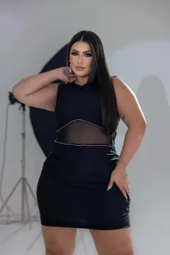 Vestido Tubinho Detalhe em Tule Strass - 284647 - KIDIVA PLUS