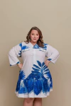 Vestido Midi Decote em V Blue - 310147 - comprar online