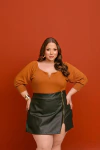 Blusa Decote V Canelada de Algodão - 325280 - comprar online