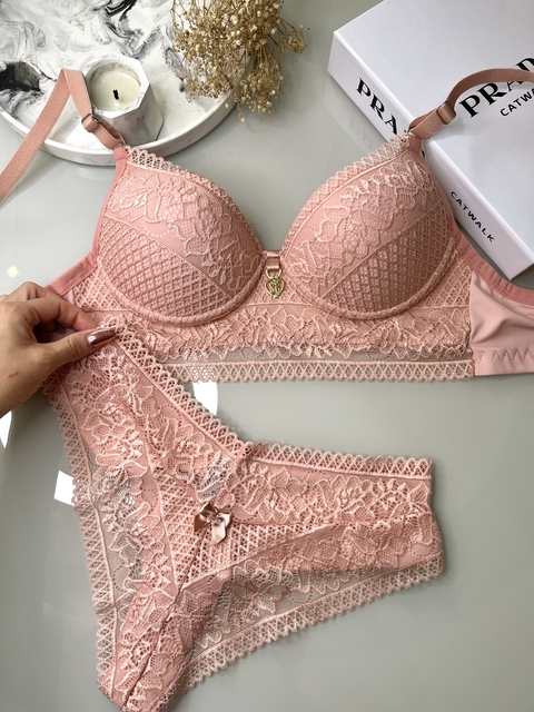 Conjunto com bojo luxo - Rosa (M)