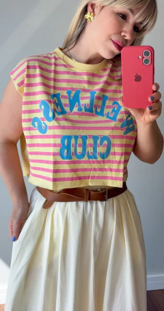 Regata Muscle Listra Amarelo - loja online