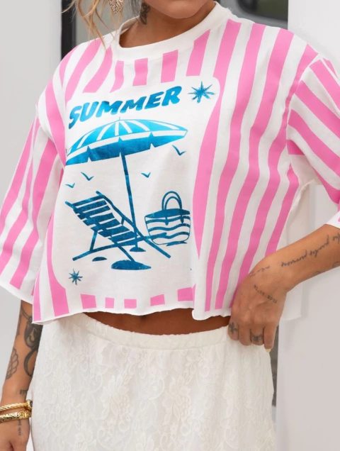 Cropped Over Summer Listra Rosa - comprar online