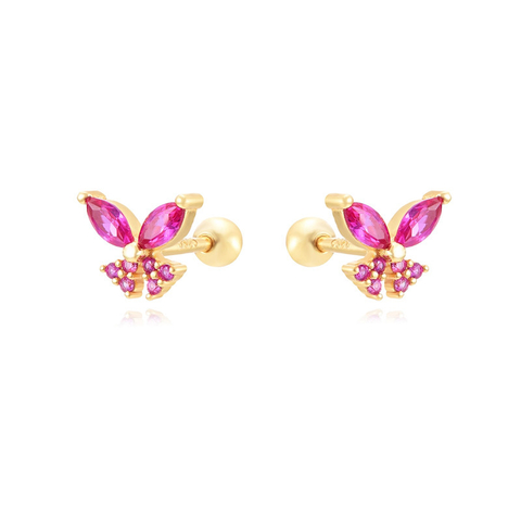 Abridor pink butterfly dorado (par)