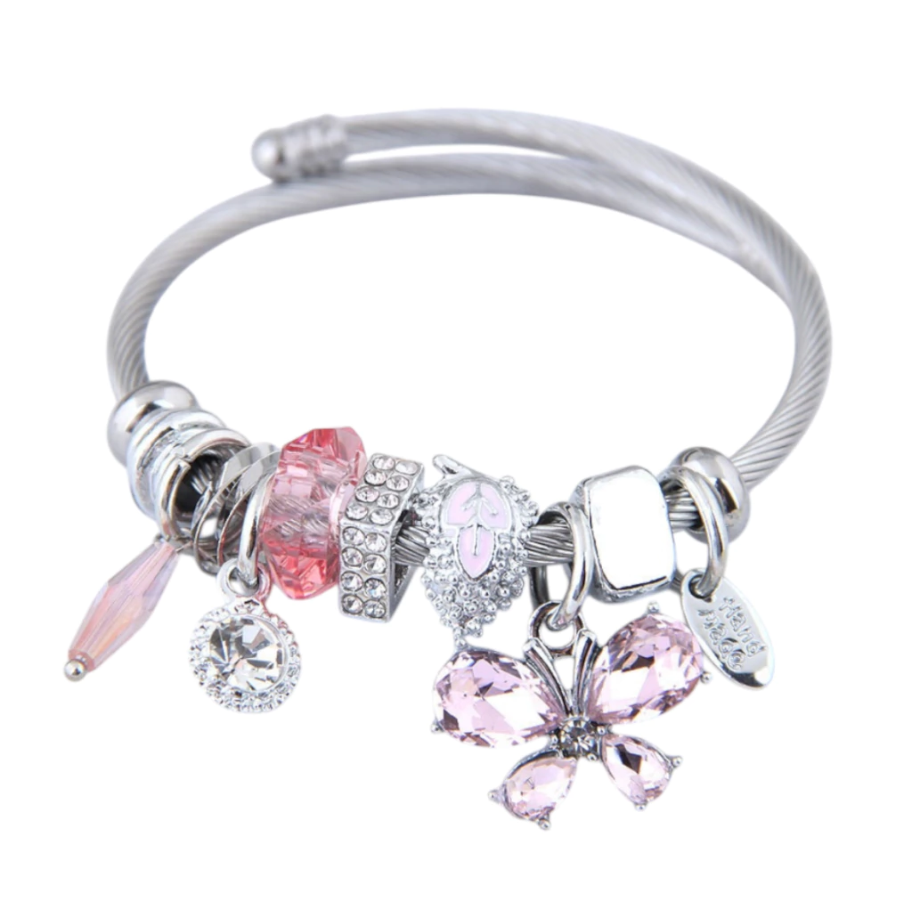 Pulsera charm butterfly rosa