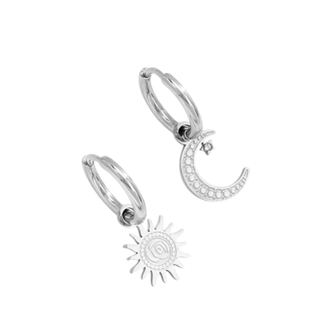 Aros moon-sun plateados