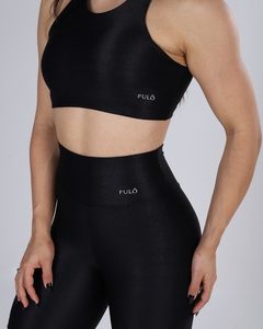 Conjunto Bermuda Microcanelado Preto - Fulô Fitness