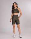 Conjunto Bermuda Microcanelado Verde Militar