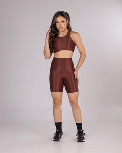 Conjunto Bermuda Microcanelado Marrom