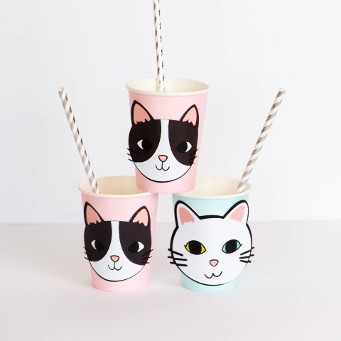 Vaso polipapel Gatito x8 unidades