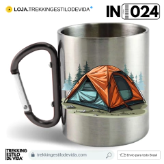 Caneca de Inox com Alça de Mosquetão Preta IN024 - comprar online