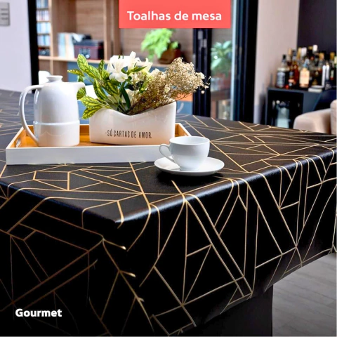 Toalha De Mesa Super Térmica Gourmet Geométrica Black REF. 6098EF