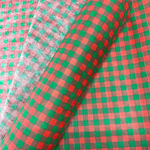 Tnt Estampado - Xadrez Dourado/Verde Vermelho