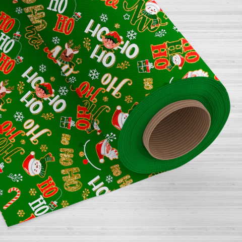 Tnt Estampado - Dourado "Hohoho" Verde