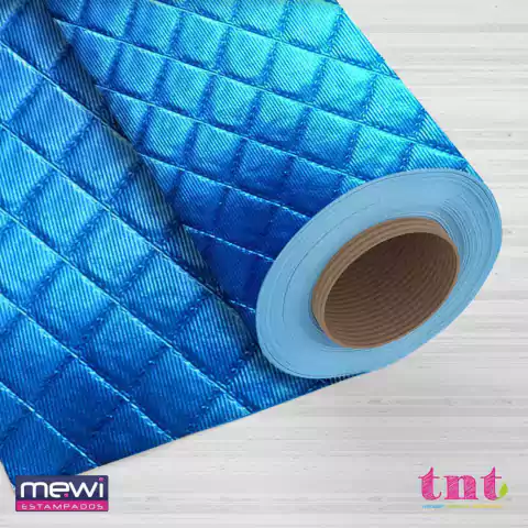 Tnt Estampado - Metalizado Matelasse Azul Bebe