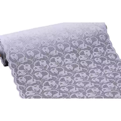 Caminho De Mesa Renda Pvc Plástico - Tulipas Branco REF.2924