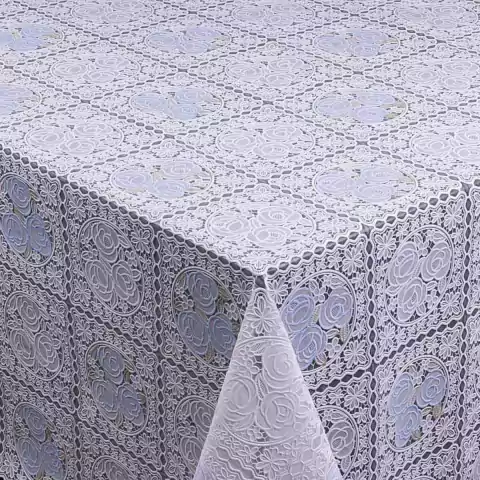 Toalha De Mesa De Renda Color Retrô Bc/Azul REF.653