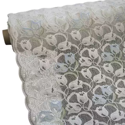 Caminho De Mesa Renda Pvc Plástico - Tulipas Bege REF.2924