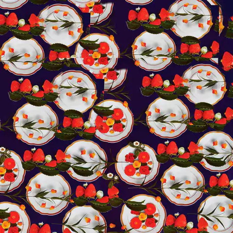 Toalha de mesa Quadrada para 4 cadeiras (1,35 x 1,38) - Pratos e Flores