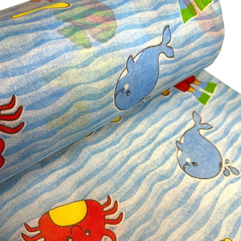 Tnt Estampado Fundo Do Mar Mergulhador Branco 1m x 140m