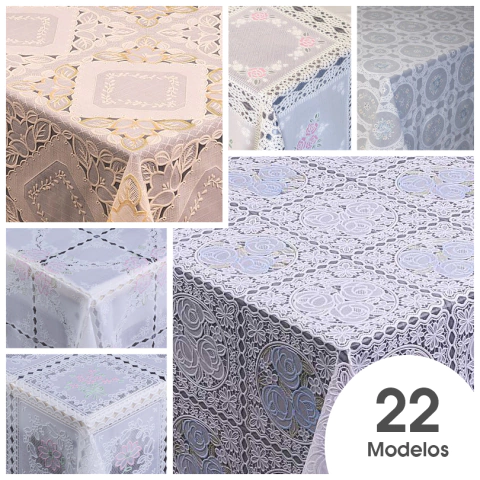Toalha de Mesa Rendada de Plastico PVC RENDAS COLOR - Varios Modelos