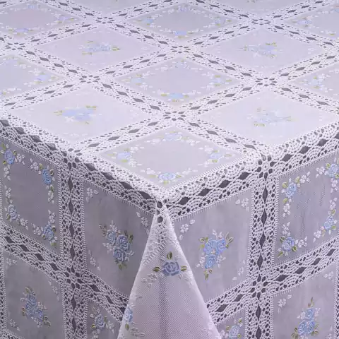 Toalha De Mesa De Renda Color Classico Bc/Azul REF.666