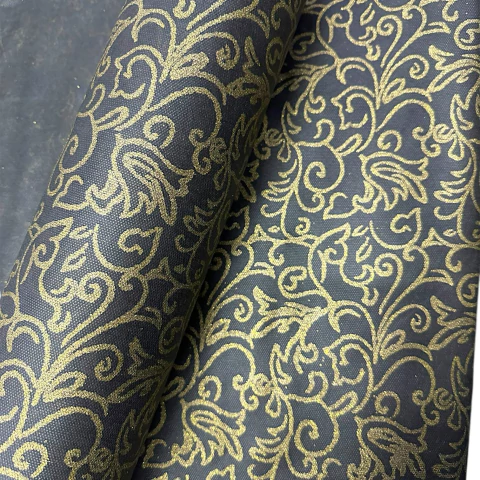 Tnt Estampado Arabesco Glitter Dourado Preto 1m x 1,40m