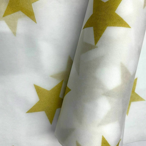 Tnt Estampado - Estrela Grande Dourada/Branco