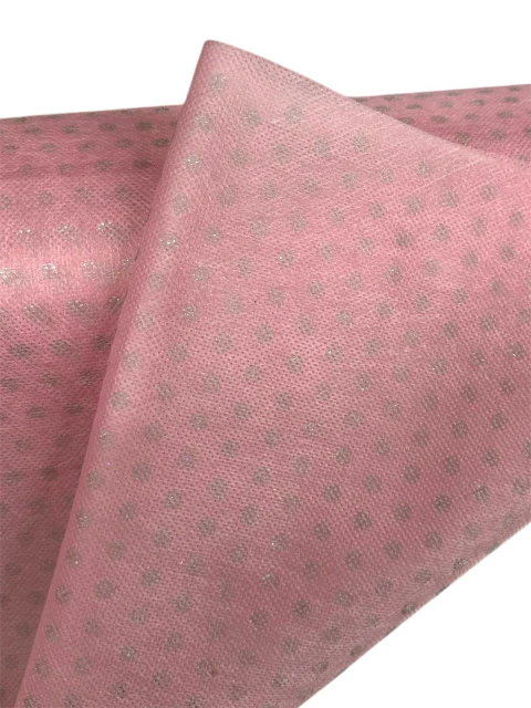 Tnt Estampado - Fundo Rosa Poa Prata