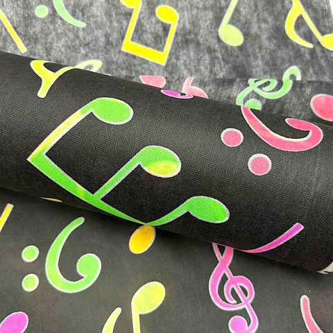 Tnt Estampado - Fluor Nota Musical Neon Preto cod.06071