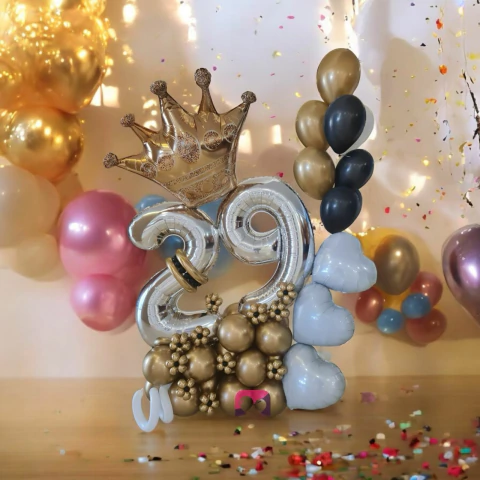 Kit 2 Balões De Número Prata Metalizado -55 Cm Balão Festa