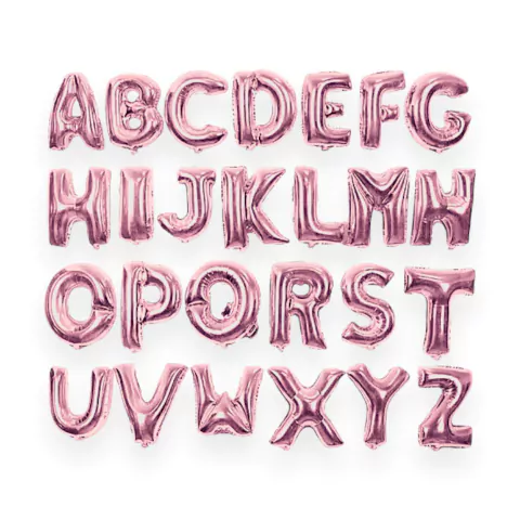 Balão Metalizado Rose Letra Decoração Festa 55 cm