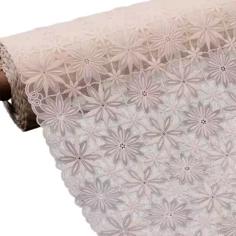 Caminho De Mesa Renda Pvc Plástico - Bosque Bege REF.2933