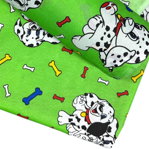 5 Metros Tecido Gorgurinho Estampado - Dálmata Verde