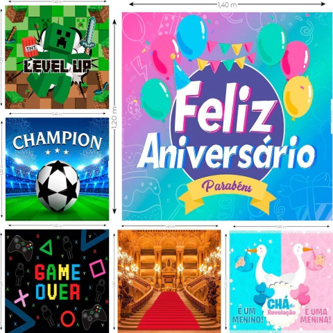Painel Festas Estampado 1,20 x 1,40m - Varias Estampas