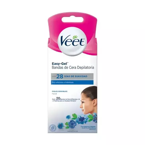 Bandas Depilatorias Veet Facial Piel Sensible x 20 un