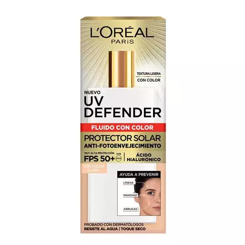 Protector Solar Loreal Paris UV Defender Fluido Tono Claro FPS50+ x 40 g