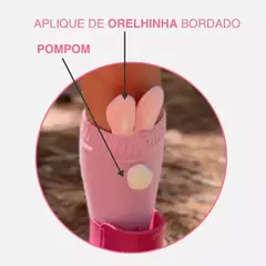 MEIA ORELHA ROSA POMPOM CANTAROLA - Feito Por Mamãe 