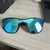 Óculos de Sol San Martín Preto Fosco com Azul Retangular para Corredores