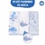 Kit de paninhos de boca para bebês com estampas de animais marinhos em azul e branco.