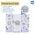 Kit de 3 panos de boca fralda para bebê, com estampas de balões e nuvens, medindo 32cm x 32cm cada.
