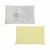 Travesseiro antissufocante para bebê em espuma confortável, com estampas de nuvens e estrelas em fundo amarelo neutro.