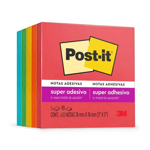 Bloco Adesivo 76mmX76mm POST-IT Diversão 5 Cores c/ 90 Folhas Cada