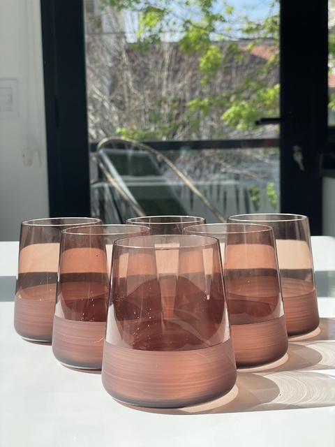 SET X 6 VASOS BUENOS AIRES ESMERILADO RUBI (MAT420B)