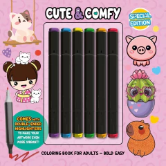 Cute & comfy coloring book for adults ( acompanha 6 canetinhas) - comprar online